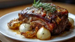 Bravčová krkovica s cibuľou a malým tajomstvom pre šťavnatosť.